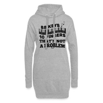Clavier de piano Touches de cadeau de piano - Sweat-shirt à capuche long Femme - gris chiné - Devant