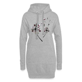 Wine Dandelion Flower T Shirt - Hoodie-Kleid - Grau meliert - Vorne