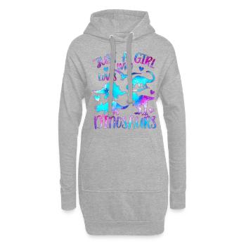 Nur ein Mädchen, das Dinosaurier liebt - Hoodie-Kleid - Grau meliert - Vorne