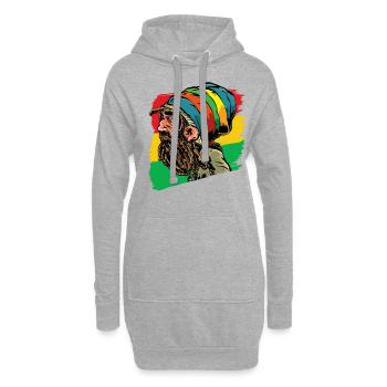 Cadeau reggae Rasta Rastaman Dreadlocks - Sweat-shirt à capuche long Femme - gris chiné - Devant