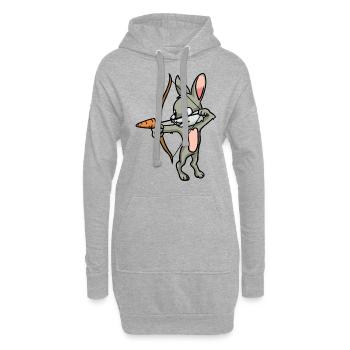 Bogenschießen Hase Pfeil Und Bogen Möhre Sport - Hoodie-Kleid - Grau meliert - Vorne