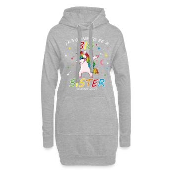 Je vais être une grande soeur amant de licorne mignon D - Sweat-shirt à capuche long Femme - gris chiné - Devant