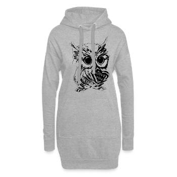 Eule - Hoodie-Kleid - Grau meliert - Vorne