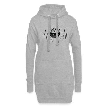Vélo vinyle tourne-disque le rythme de la musique - Sweat-shirt à capuche long Femme - gris chiné - Devant