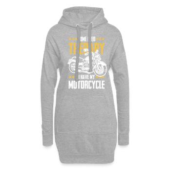 Moto thérapie énonciation drôle - Sweat-shirt à capuche long Femme - gris chiné - Devant