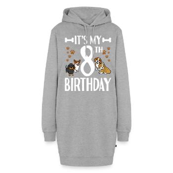 8e anniversaire amoureux de chien 8 ans chien chiot - Sweat-shirt à capuche long Femme - gris chiné - Devant