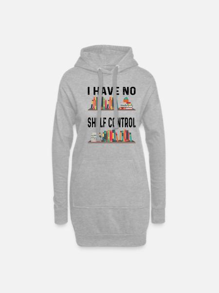 Bücher Bibliothek Bücherwurm - Hoodie-Kleid - Grau meliert
