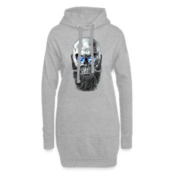 Bavarian hipster skull - Sweat-shirt à capuche long Femme - gris chiné - Devant