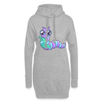 Papillon chenille - Sweat-shirt à capuche long Femme - gris chiné - Devant