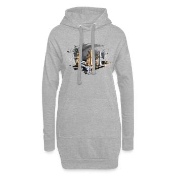 Jeu d'échecs découpé - Sweat-shirt à capuche long Femme - gris chiné - Devant
