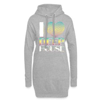 Liebe Deep House Musik - Hoodie-Kleid - Grau meliert - Vorne