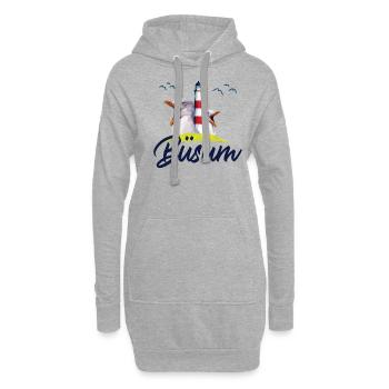 Büsum Nordsee Seebad Leuchtturm Möwe Geschenk - Hoodie-Kleid - Grau meliert - Vorne