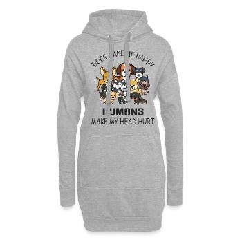 Les chiens me rendent heureux - les chiens - Sweat-shirt à capuche long Femme - gris chiné - Devant