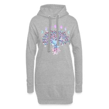 Les phases de lune Retro 60's 70's Arbre de vie vibe - Sweat-shirt à capuche long Femme - gris chiné - Devant