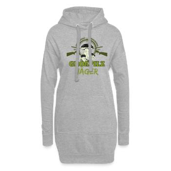 Pilze sammeln Schwammerl suchen | für Pilzsammler - Hoodie-Kleid - Grau meliert - Vorne