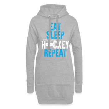 eat sleep hockey repeat - Sweat-shirt à capuche long Femme - gris chiné - Devant