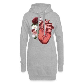 Anatomische Herz Blumen Liebe Frauen Männer - Hoodie-Kleid - Grau meliert - Vorne