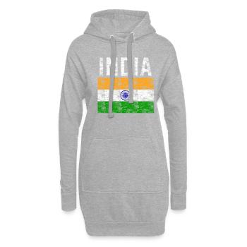 Inde drapeau vintage - Sweat-shirt à capuche long Femme - gris chiné - Devant
