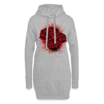 Rose Symbole Illustration Silhouette - Sweat-shirt à capuche long Femme - gris chiné - Devant