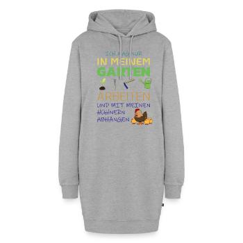 Ich mag nur in meinem Garten arbeiten und mit - Hoodie-Kleid - Grau meliert - Vorne