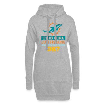 Fille aime les dauphins - Sweat-shirt à capuche long Femme - gris chiné - Devant