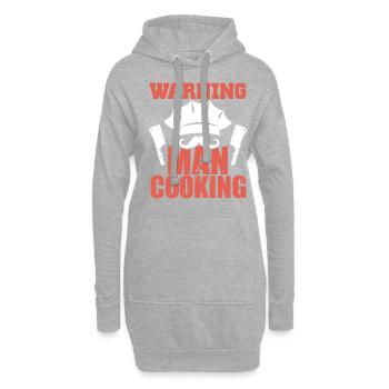 warnung mann kochen - Hoodie-Kleid - Grau meliert - Vorne