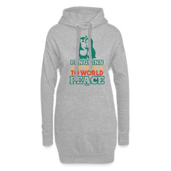 Pingouins Paix mondiale - Sweat-shirt à capuche long Femme - gris chiné - Devant