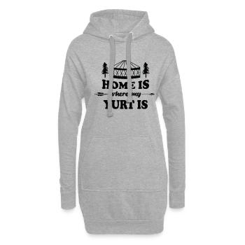 Home is where my Yurt is Jurte Zelt - Hoodie-Kleid - Grau meliert - Vorne