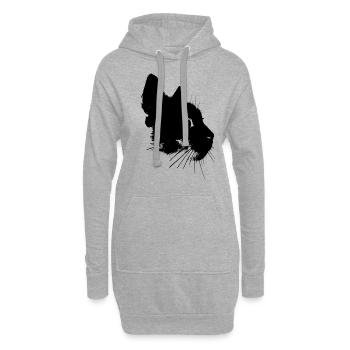 Tête de chat Chat motif chat motif chats motif - Sweat-shirt à capuche long Femme - gris chiné - Devant