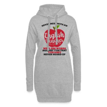 Drôle professeur d’anglais Professeur Vocabulaire anglais - Sweat-shirt à capuche long Femme - gris chiné - Devant