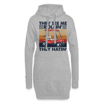 They See Me Rollin' They Hatin' Golf Cart Vintage - Hoodie-Kleid - Grau meliert - Vorne