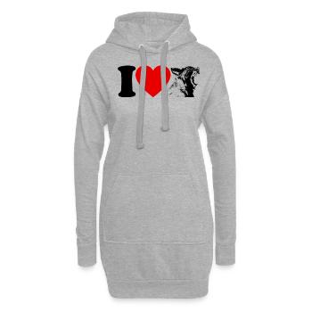 J’ai lynx dames chat sauvage lynx motif - Sweat-shirt à capuche long Femme - gris chiné - Devant