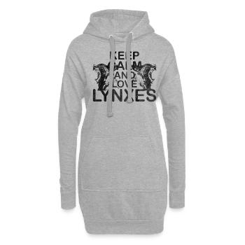 Keep Calm Love Luchse Luchsmotiv Luchs Geschenk - Hoodie-Kleid - Grau meliert - Vorne