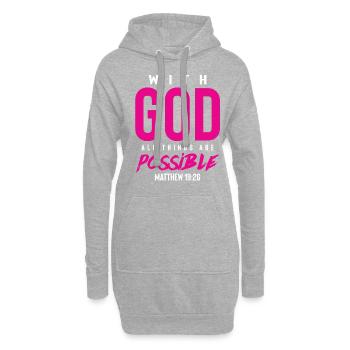 Tout est possible avec Dieu - Sweat-shirt à capuche long Femme - gris chiné - Devant