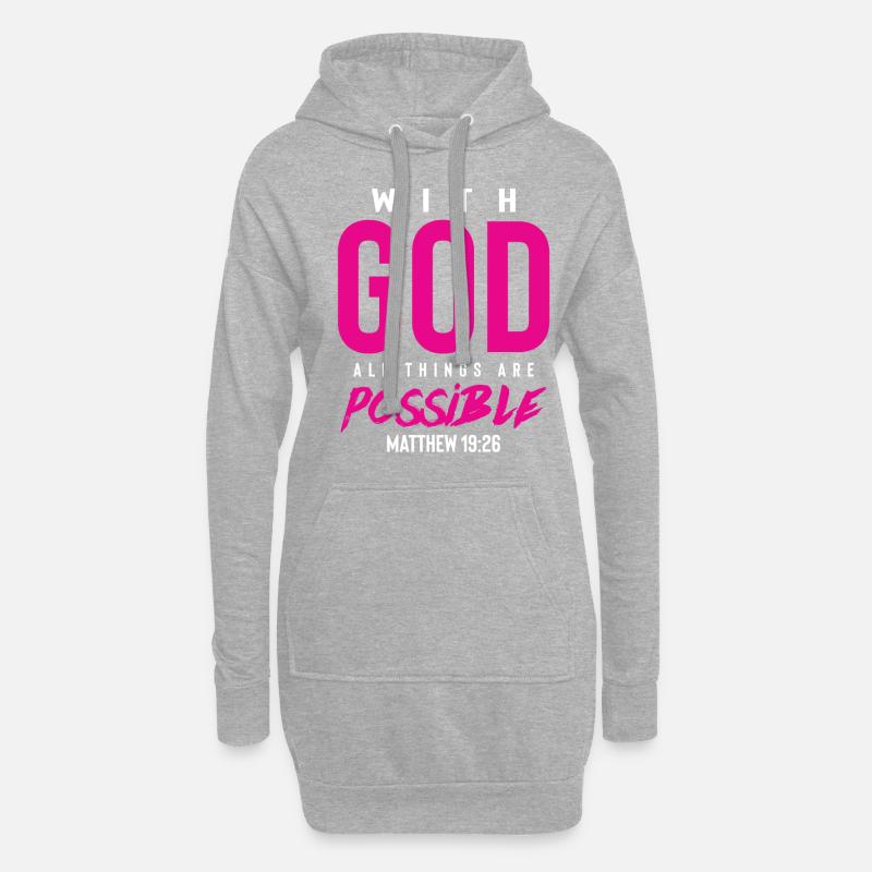 alles ist mit gott möglich - Hoodie-Kleid - Grau meliert