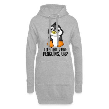 Pingouin Pôle Sud Antarctique Drôle de sort Cadeau - Sweat-shirt à capuche long Femme - gris chiné - Devant