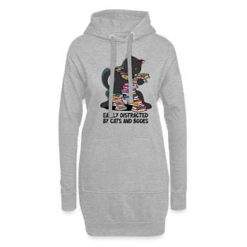 Livres de danse Lire Chat Livre Gueule de bois - Sweat-shirt à capuche long Femme - gris chiné - Devant