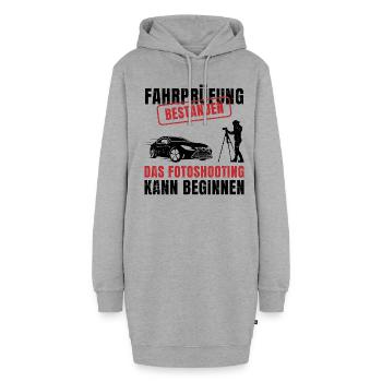 Fahrschule Fahrprüfung Bestanden Fotoshooting Kann - Hoodie-Kleid - Grau meliert - Vorne