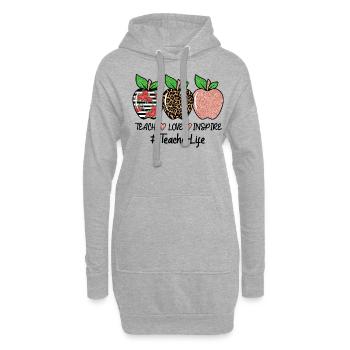 Teach Love Inspire Teacher Life - Hoodie-Kleid - Grau meliert - Vorne