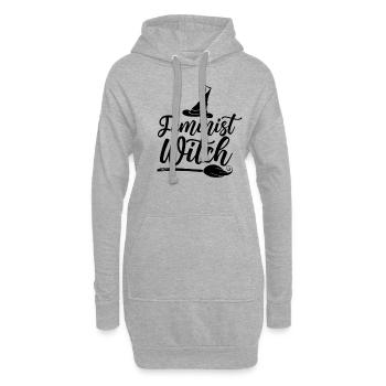Féministe sorcière féministe féministe féministe féministe - Sweat-shirt à capuche long Femme - gris chiné - Devant