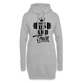 Sois silencieux Et entraînez gym - Sweat-shirt à capuche long Femme - gris chiné - Devant