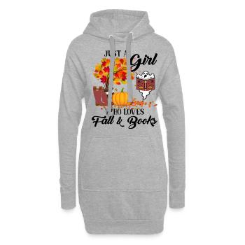 Halloween Juste une fille qui loves fall and books - Sweat-shirt à capuche long Femme - gris chiné - Devant