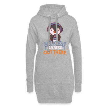 Pinguin Südpol zocken Geek Gaming - Hoodie-Kleid - Grau meliert - Vorne