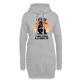 Catcher Weil auch Pitcher Helden Brauchen Baseball - Hoodie-Kleid - Grau meliert - Vorne