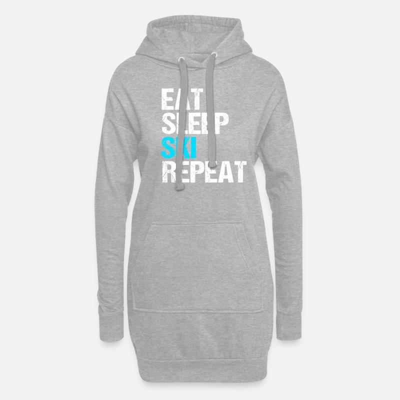 eat sleep ski repeat - Hoodie-Kleid - Grau meliert