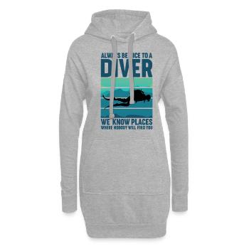 Soyez toujours gentil avec un plongeur plongeur taucher - Sweat-shirt à capuche long Femme - gris chiné - Devant