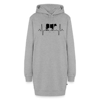 Kuh Rind Herzschlag - Hoodie-Kleid - Grau meliert - Vorne