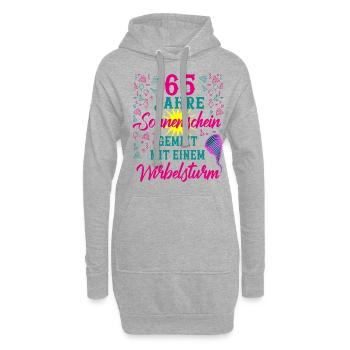 65 Geburtstag Frauen Geschenk 65 Jahre Geburtstag - Hoodie-Kleid - Grau meliert - Vorne