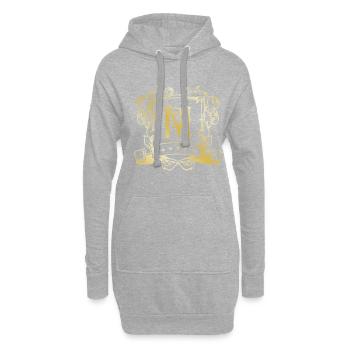 M Buchstabe Gold - Hoodie-Kleid - Grau meliert - Vorne
