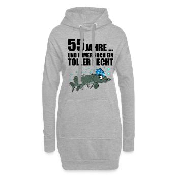Anglergeschenk zum 55 Geburtstag 55 Ehrentag - Hoodie-Kleid - Grau meliert - Vorne